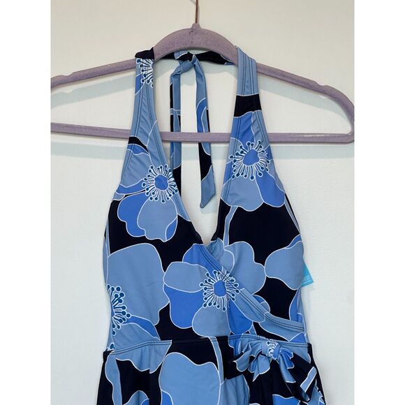 NWT Draper James Make it Poppy Faux Wrap Swimdress Navy Size XS - Picture 5 of 12